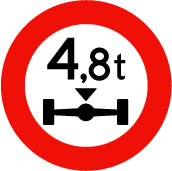 access restricted depending on axle weight